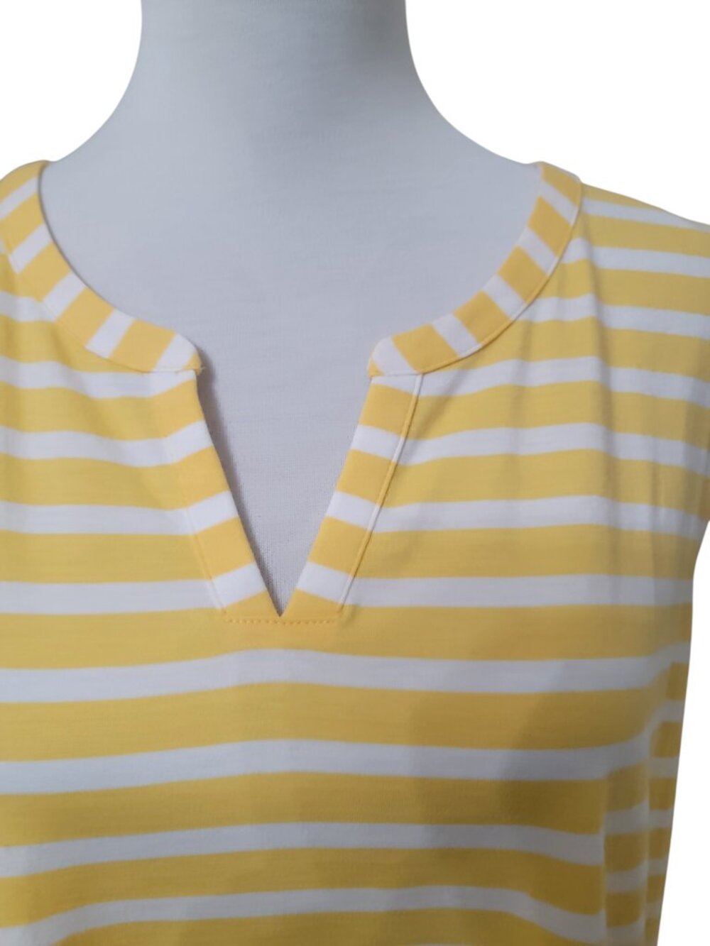 Coral Bay Size XL Yellow & White Striped V-Notch Neckline Sleeveless Top - Picture 2 of 10